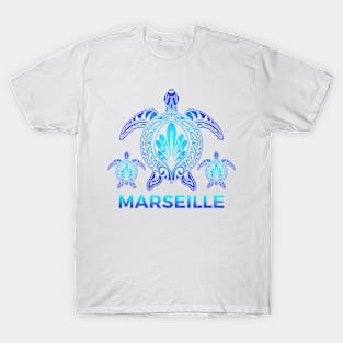 Vintage Marseille France FL Ocean Blue Sea Turtle Souvenirs T-Shirt